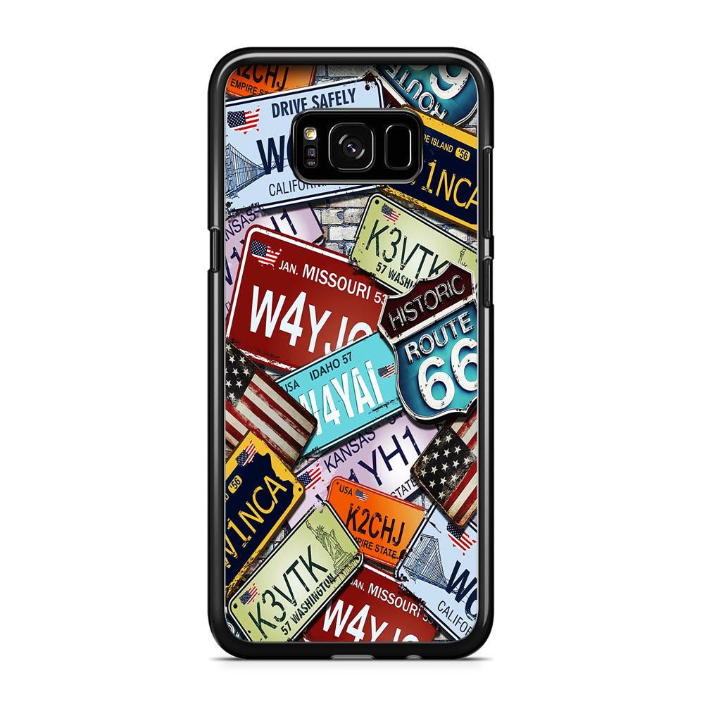 Number Plates Vintage US Samsung Galaxy S8 Case-Rubber / Black (2D Case)-Xtracase