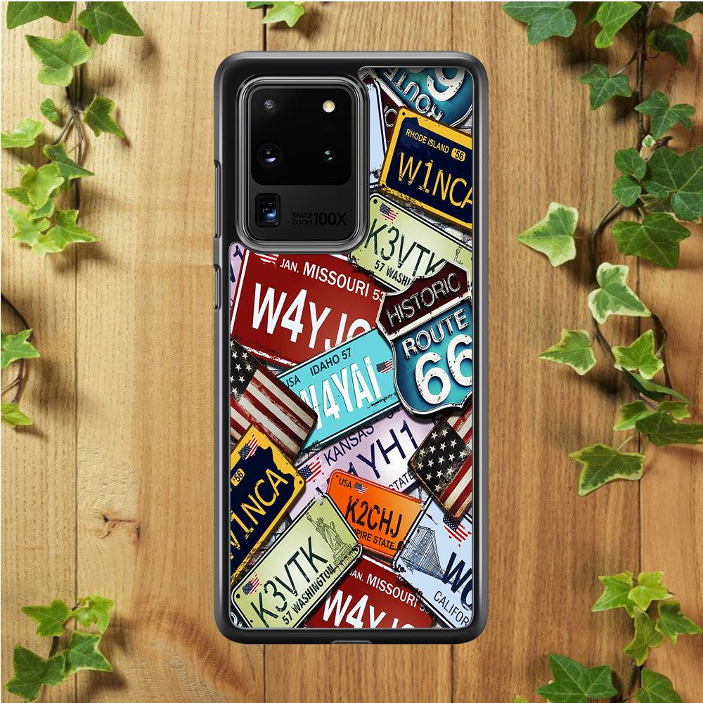 Number Plates Vintage US Samsung Galaxy S20 Ultra Case-Plastic / Full Wrap (3D Case)-Xtracase