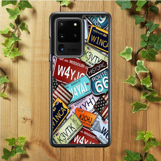 Number Plates Vintage US Samsung Galaxy S20 Ultra Case-Plastic / Full Wrap (3D Case)-Xtracase