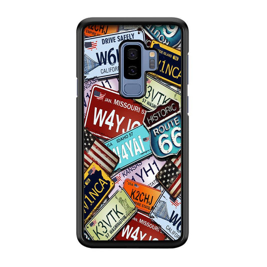 Number Plates Vintage US Samsung Galaxy S9 Plus Case-Rubber / White (2D Case)-Xtracase