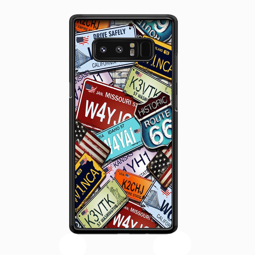 Number Plates Vintage US Samsung Galaxy Note 8 Case-Rubber / Black (2D Case)-Xtracase