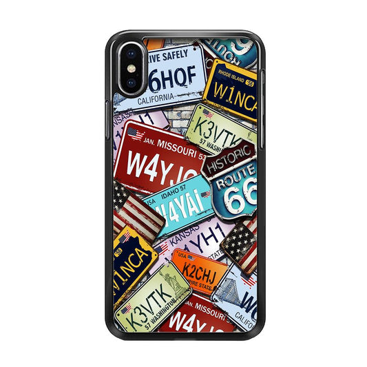 Number Plates Vintage US iPhone X Case-Rubber / Black (2D Case)-Xtracase