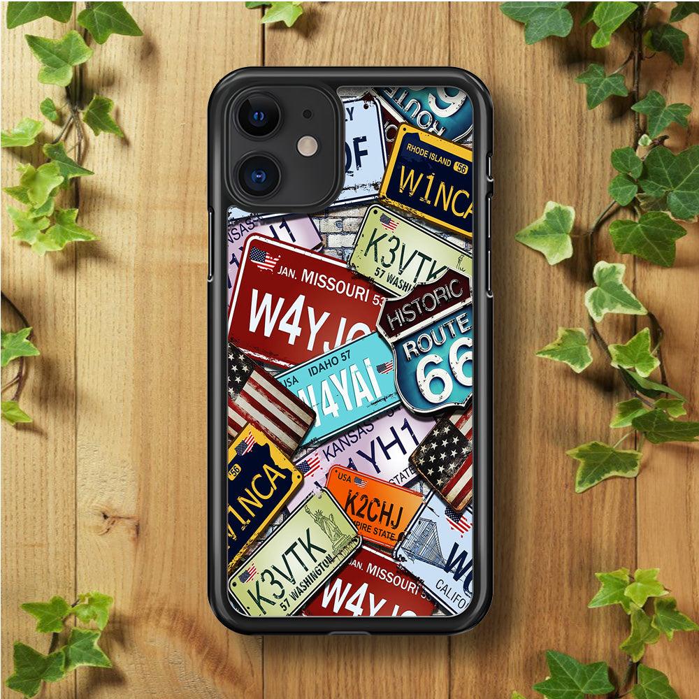Number Plates Vintage US iPhone 11 Case-Rubber / Black (2D Case)-Xtracase