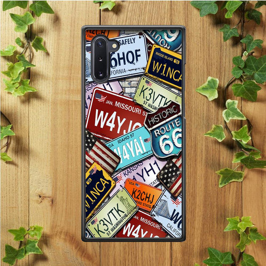 Number Plates Vintage US Samsung Galaxy Note 10 Case-Rubber / Black (2D Case)-Xtracase