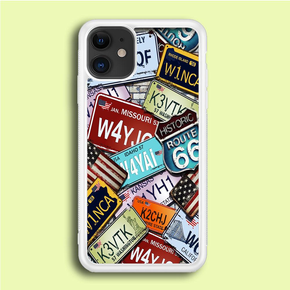 Number Plates Vintage US iPhone 12 Case-Rubber / White (2D Case)-Xtracase