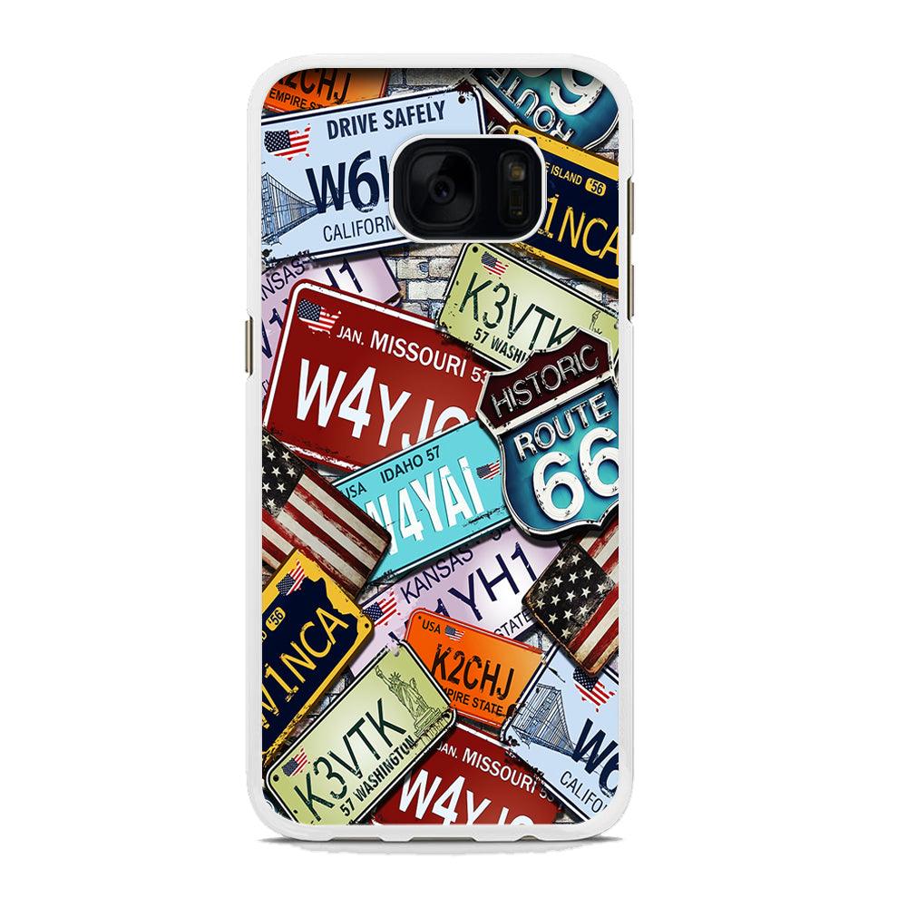 Number Plates Vintage US Samsung Galaxy S7 Edge Case-Rubber / White (2D Case)-Xtracase