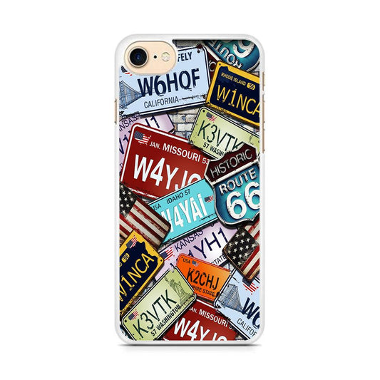 Number Plates Vintage US iPhone 8 Case-Rubber / White (2D Case)-Xtracase