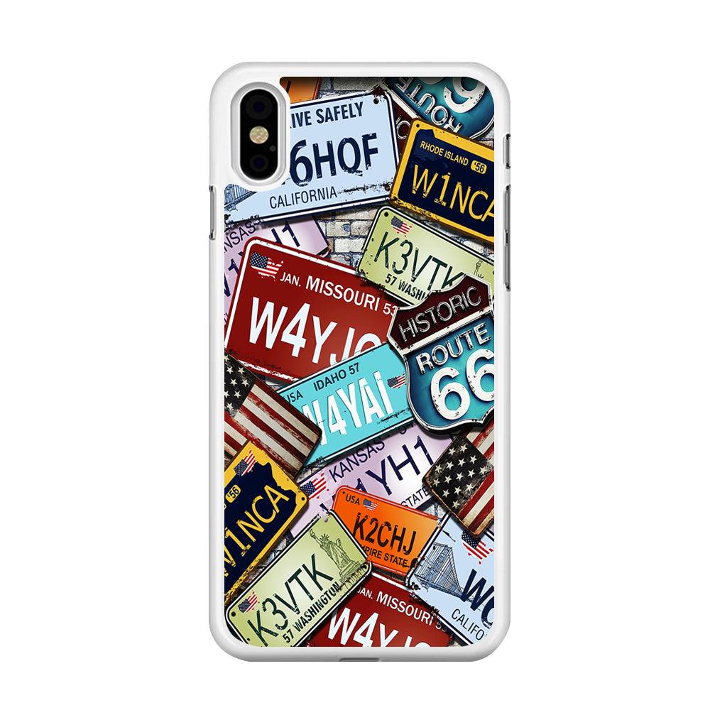 Number Plates Vintage US iPhone Xs Max Case-Rubber / White (2D Case)-Xtracase