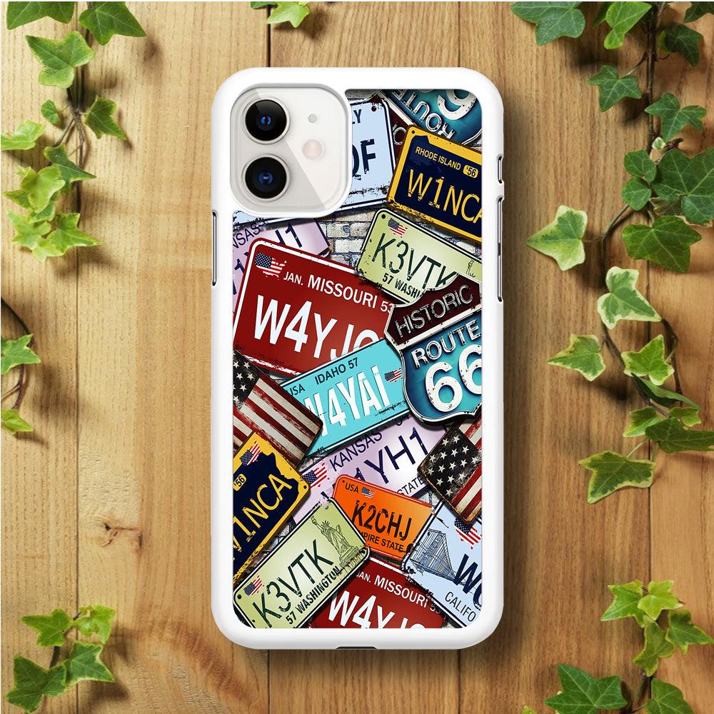 Number Plates Vintage US iPhone 11 Case-Rubber / White (2D Case)-Xtracase