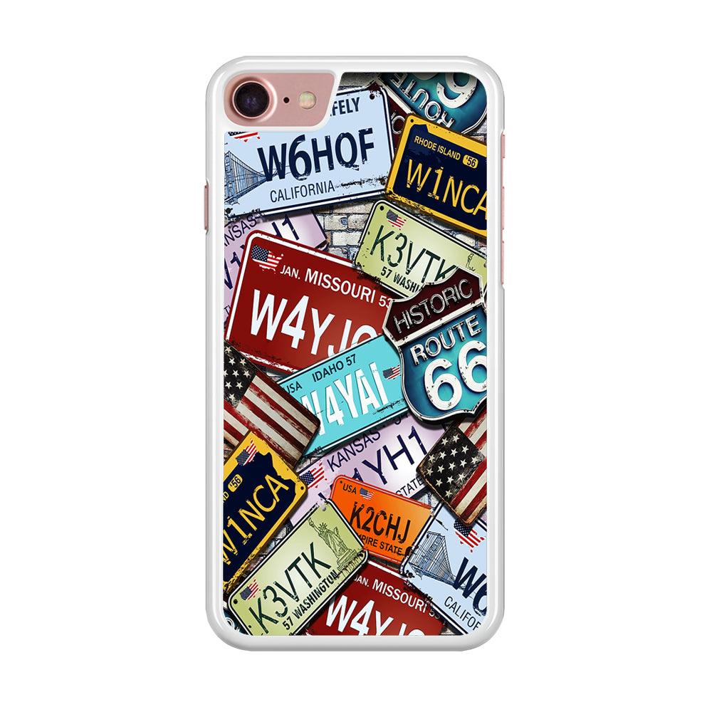 Number Plates Vintage US iPhone SE 2020 Case-Rubber / White (2D Case)-Xtracase