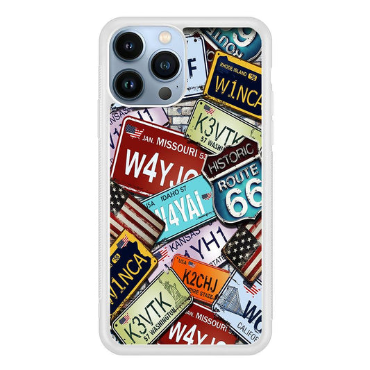 Number Plates Vintage US iPhone 13 Pro Case-Rubber / White (2D Case)-Xtracase