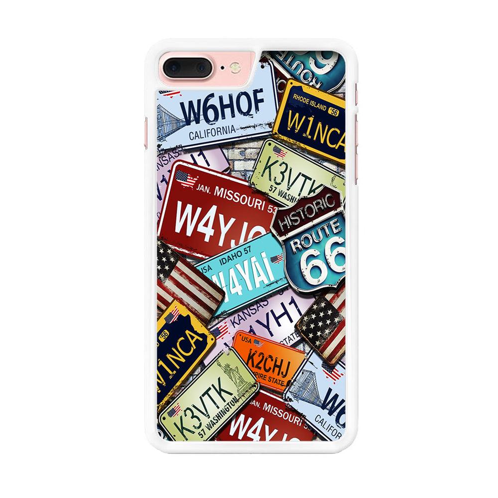 Number Plates Vintage US iPhone 7 Plus Case-Rubber / White (2D Case)-Xtracase