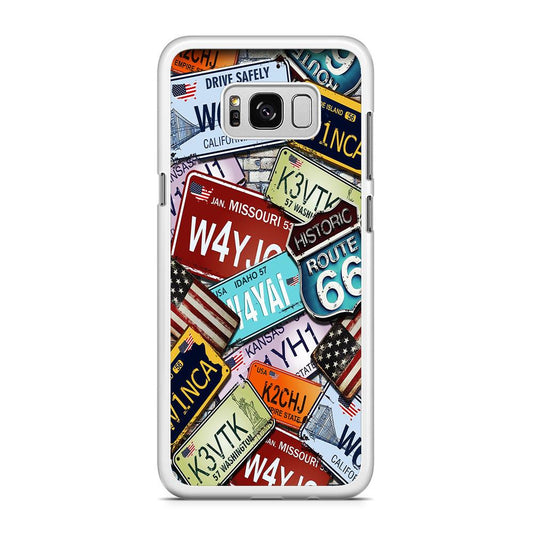 Number Plates Vintage US Samsung Galaxy S8 Case-Rubber / White (2D Case)-Xtracase