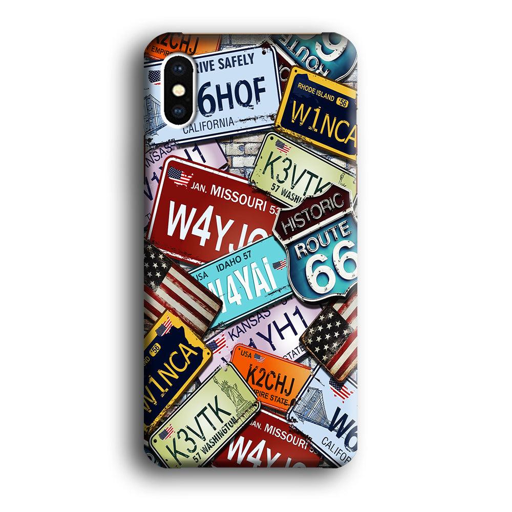 Number Plates Vintage US iPhone X Case-Plastic / Full Wrap (3D Case)-Xtracase