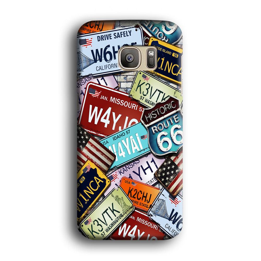 Number Plates Vintage US Samsung Galaxy S7 Edge Case-Plastic / Full Wrap (3D Case)-Xtracase
