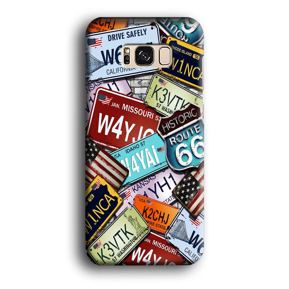Number Plates Vintage US Samsung Galaxy S8 Case-Plastic / Full Wrap (3D Case)-Xtracase
