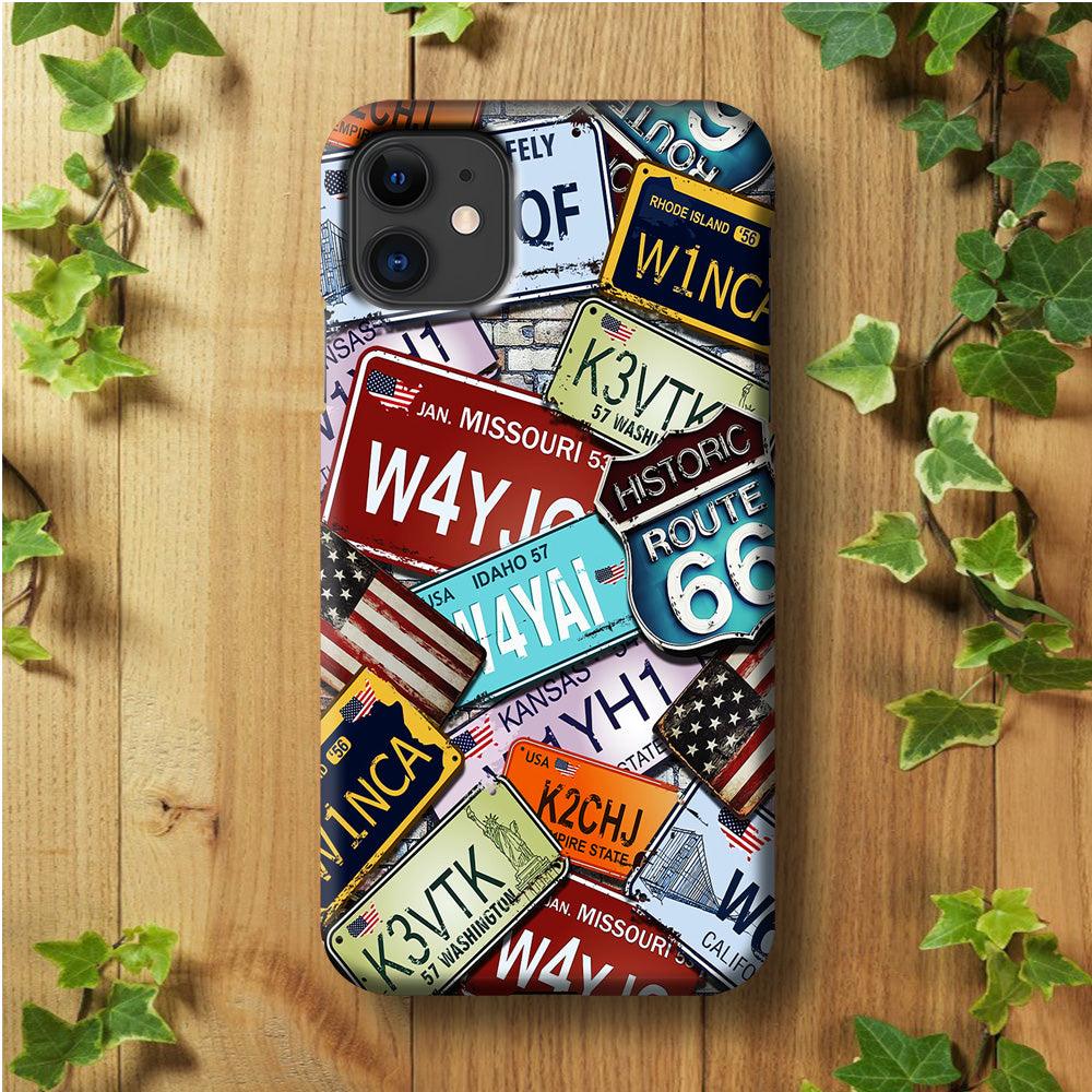 Number Plates Vintage US iPhone 11 Case-Plastic / Full Wrap (3D Case)-Xtracase