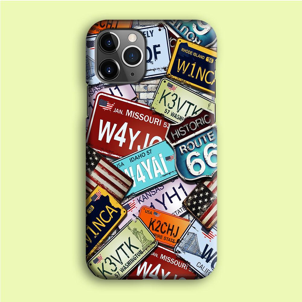 Number Plates Vintage US iPhone 12 Pro Case-Plastic / Full Wrap (3D Case)-Xtracase