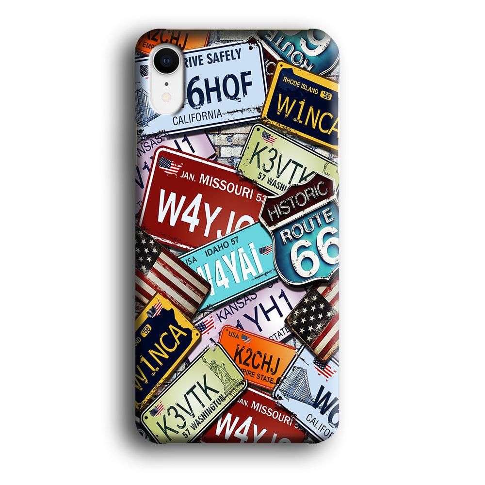 Number Plates Vintage US iPhone XR Case-Plastic / Full Wrap (3D Case)-Xtracase