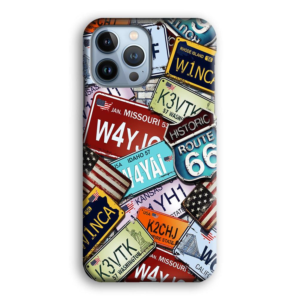 Number Plates Vintage US iPhone 13 Pro Case-Plastic / Full Wrap (3D Case)-Xtracase