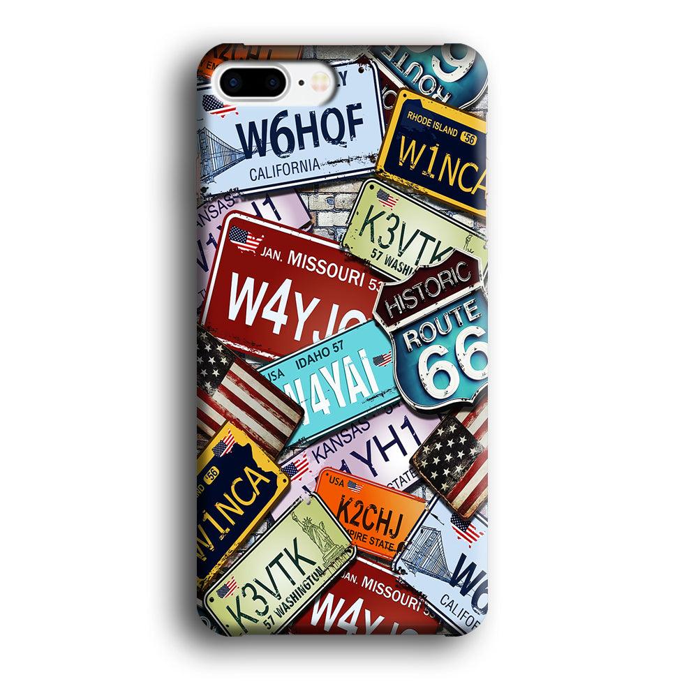 Number Plates Vintage US iPhone 8 Plus Case-Plastic / Full Wrap (3D Case)-Xtracase
