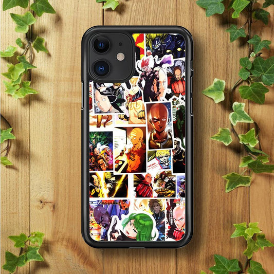 OPM Saitama Photo Collection iPhone 11 Case-Rubber / Black (2D Case)-Xtracase