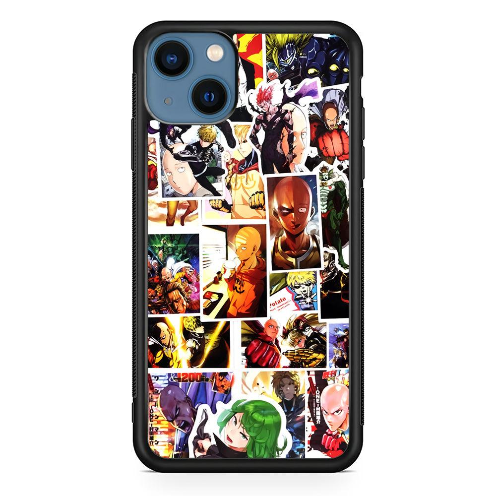 OPM Saitama Photo Collection iPhone 13 Case-Rubber / Black (2D Case)-Xtracase