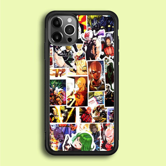 OPM Saitama Photo Collection iPhone 12 Pro Case-Rubber / Black (2D Case)-Xtracase