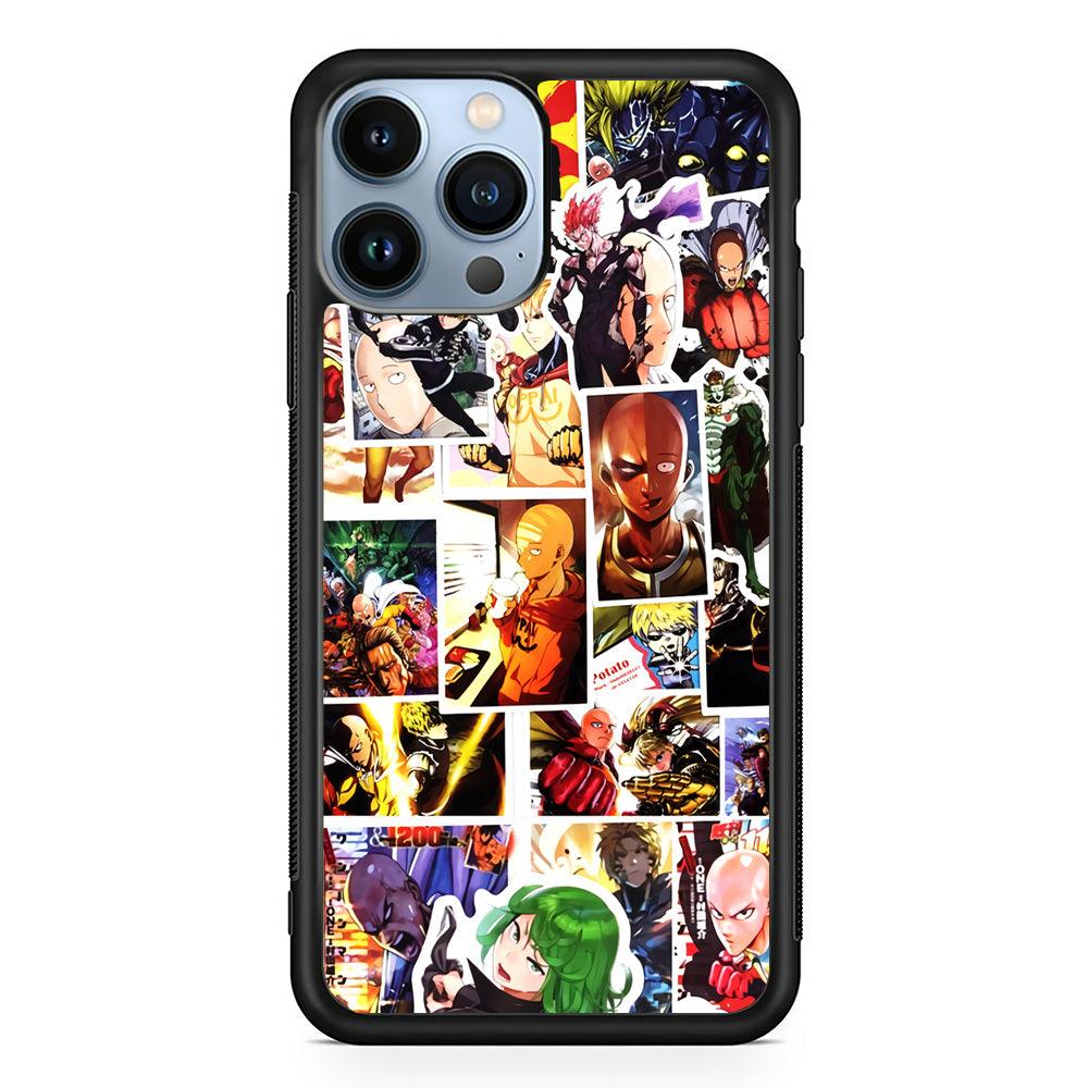 OPM Saitama Photo Collection iPhone 13 Pro Max Case-Rubber / Black (2D Case)-Xtracase