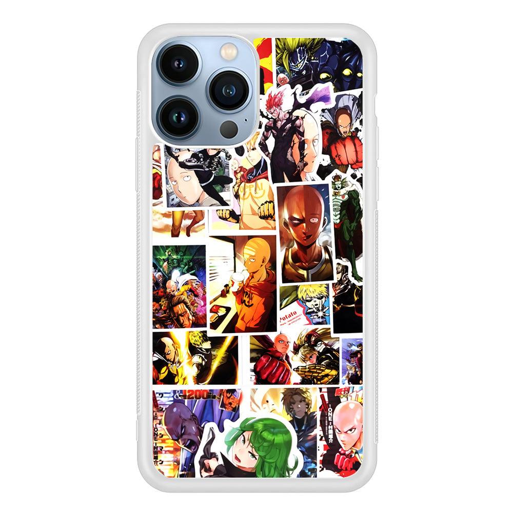OPM Saitama Photo Collection iPhone 13 Pro Max Case-Rubber / White (2D Case)-Xtracase