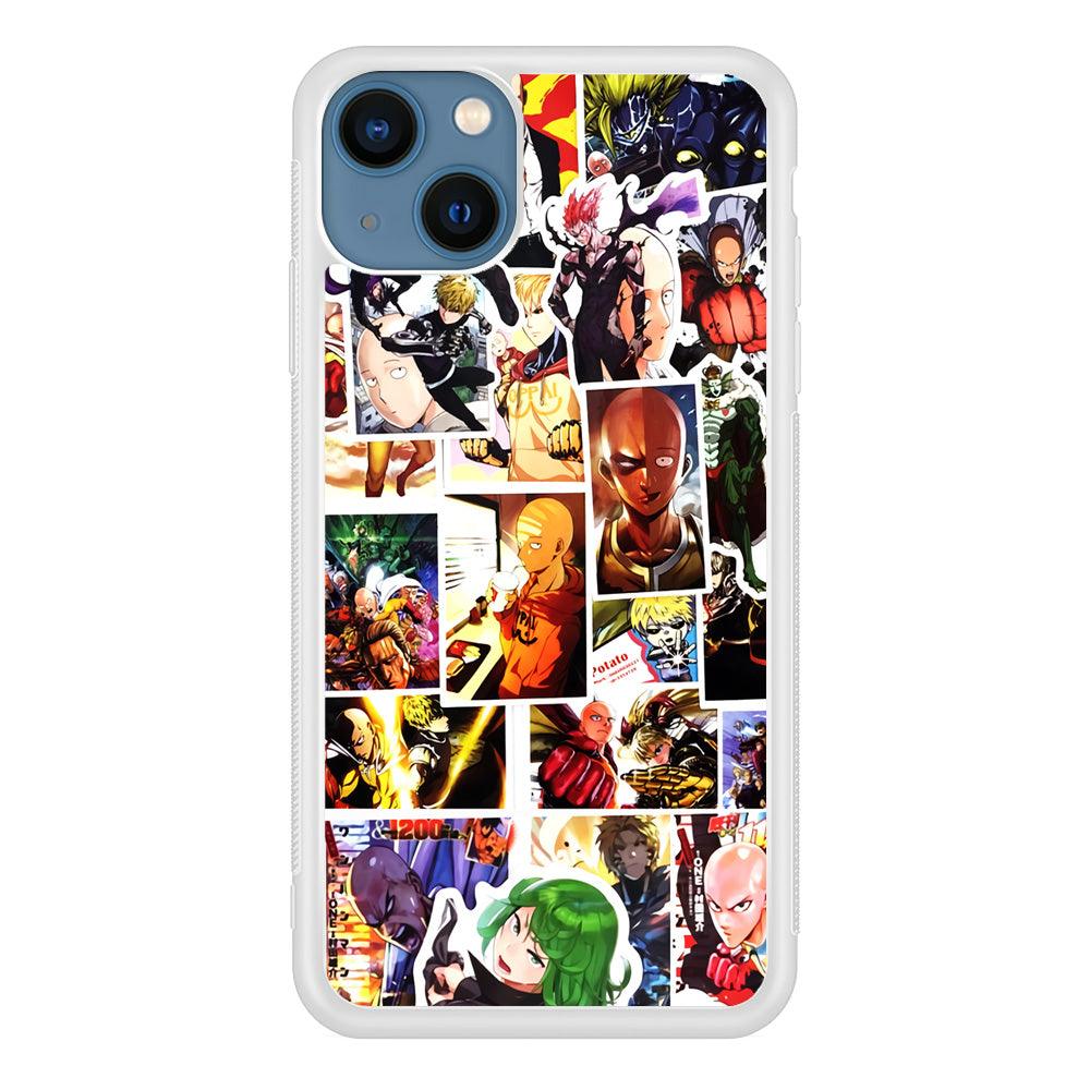 OPM Saitama Photo Collection iPhone 13 Case-Rubber / White (2D Case)-Xtracase