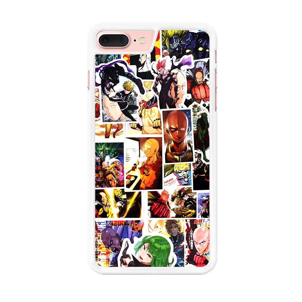 OPM Saitama Photo Collection iPhone 8 Plus Case-Rubber / White (2D Case)-Xtracase