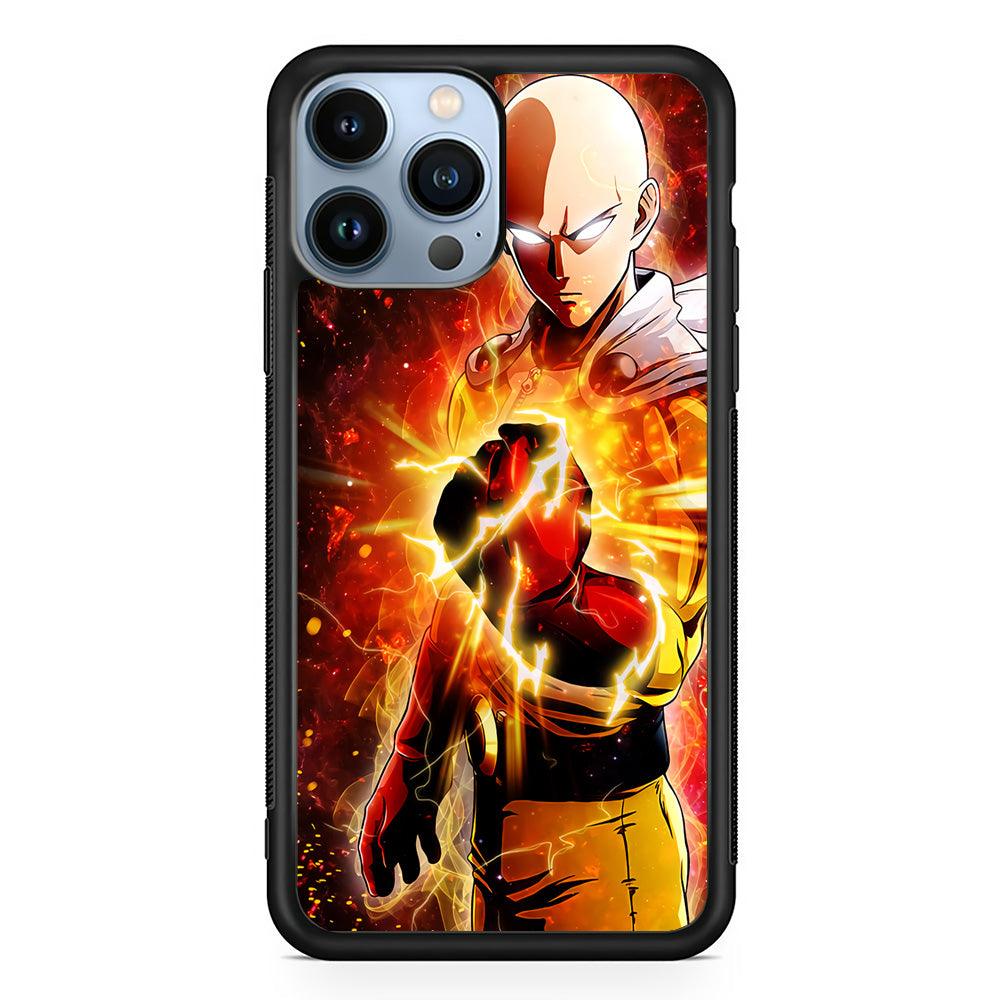 OPM Saitama Rampage iPhone 13 Pro Case-Rubber / Black (2D Case)-Xtracase