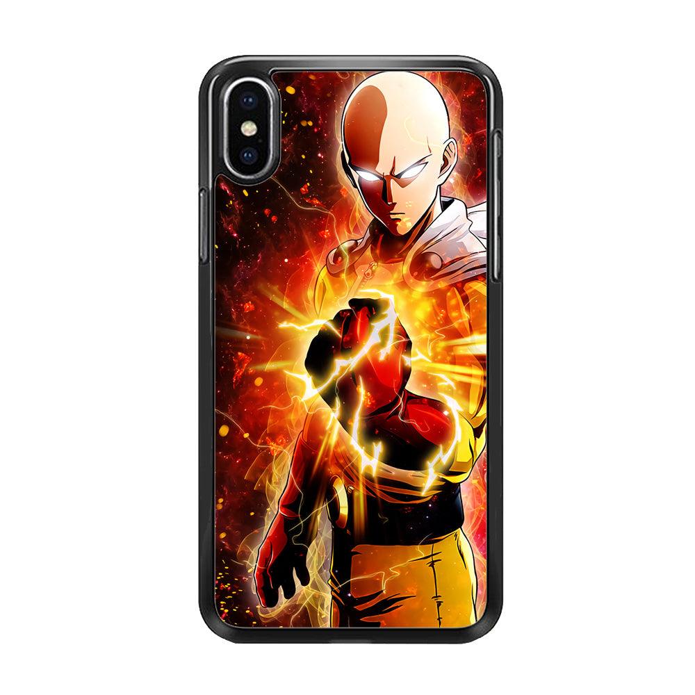 OPM Saitama Rampage iPhone Xs Max Case-Rubber / Black (2D Case)-Xtracase