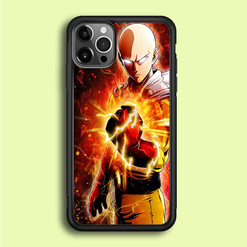 OPM Saitama Rampage iPhone 12 Pro Case-Rubber / Black (2D Case)-Xtracase