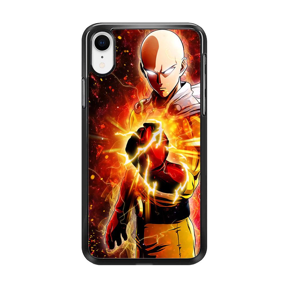 OPM Saitama Rampage iPhone XR Case-Rubber / Black (2D Case)-Xtracase