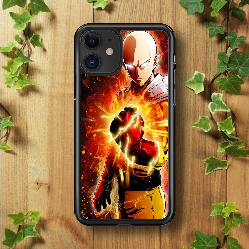 OPM Saitama Rampage iPhone 11 Case-Rubber / Black (2D Case)-Xtracase