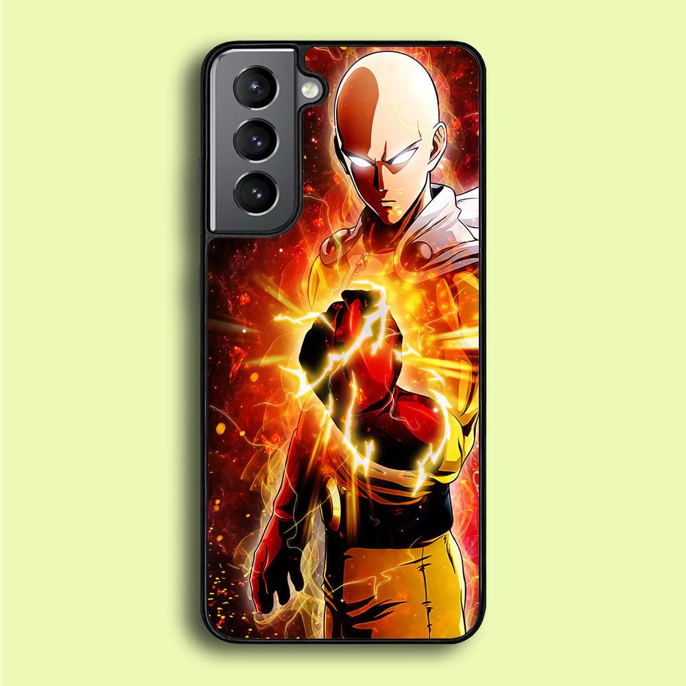 OPM Saitama Rampage Samsung Galaxy S21 Plus Case-Rubber / White (2D Case)-Xtracase