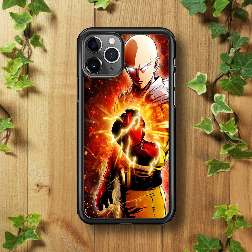 OPM Saitama Rampage iPhone 11 Pro Case-Rubber / Black (2D Case)-Xtracase