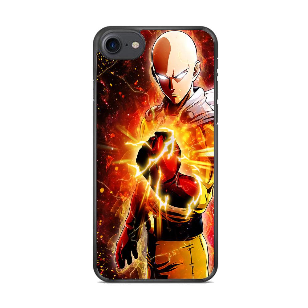 OPM Saitama Rampage iPhone 8 Case-Rubber / Black (2D Case)-Xtracase