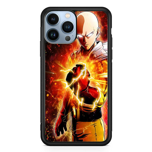 OPM Saitama Rampage iPhone 13 Pro Max Case-Rubber / Black (2D Case)-Xtracase
