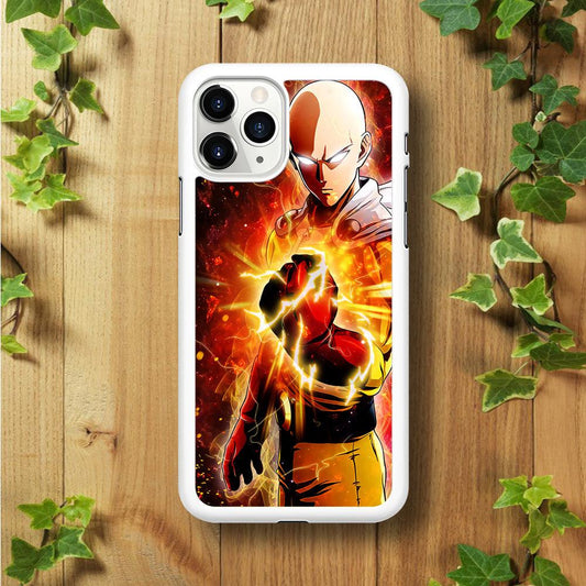 OPM Saitama Rampage iPhone 11 Pro Case-Rubber / White (2D Case)-Xtracase