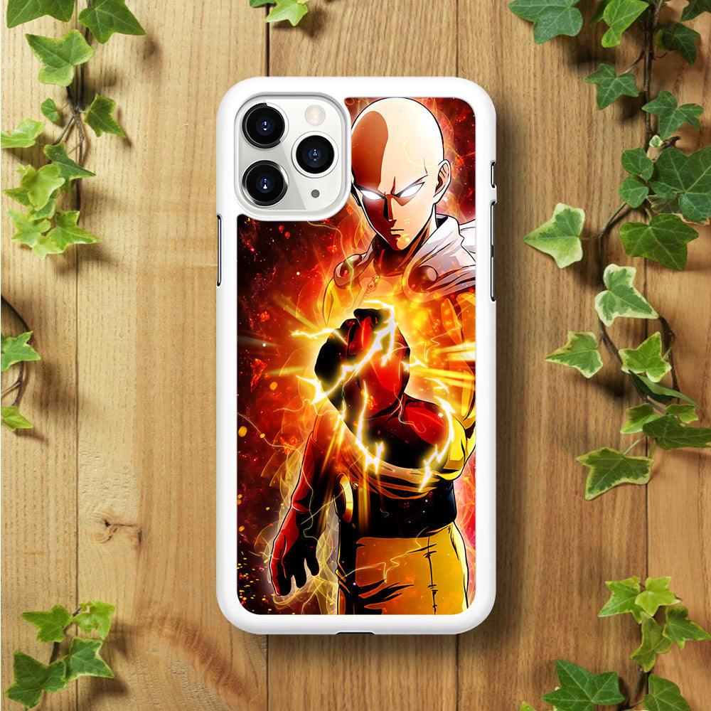 OPM Saitama Rampage iPhone 11 Pro Max Case-Rubber / White (2D Case)-Xtracase