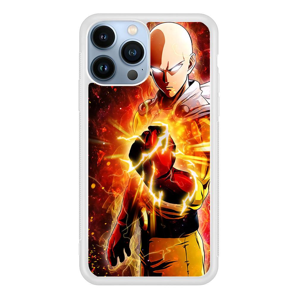 OPM Saitama Rampage iPhone 13 Pro Case-Rubber / White (2D Case)-Xtracase