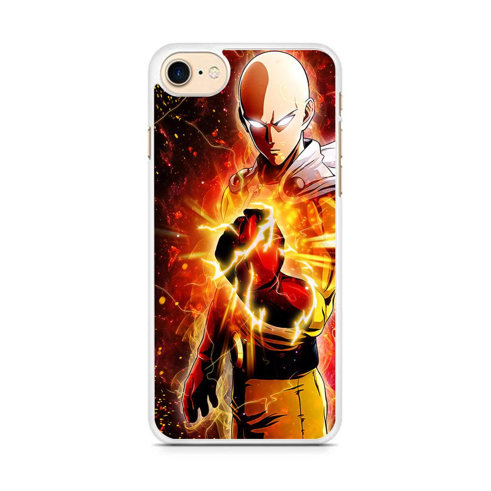 OPM Saitama Rampage iPhone 7 Case-Rubber / White (2D Case)-Xtracase