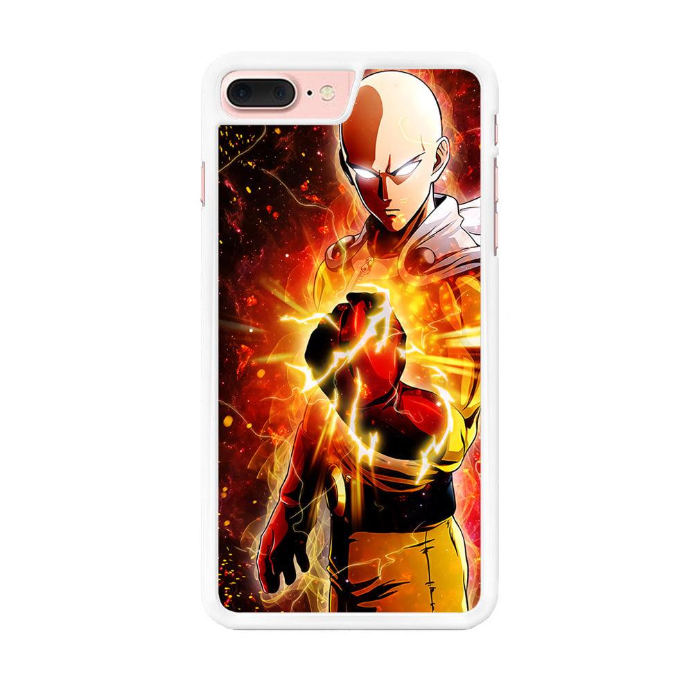 OPM Saitama Rampage iPhone 8 Plus Case-Rubber / White (2D Case)-Xtracase