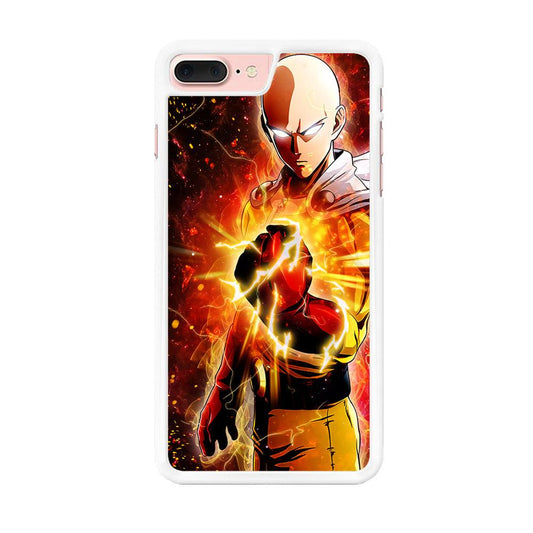 OPM Saitama Rampage iPhone 8 Plus Case-Rubber / White (2D Case)-Xtracase