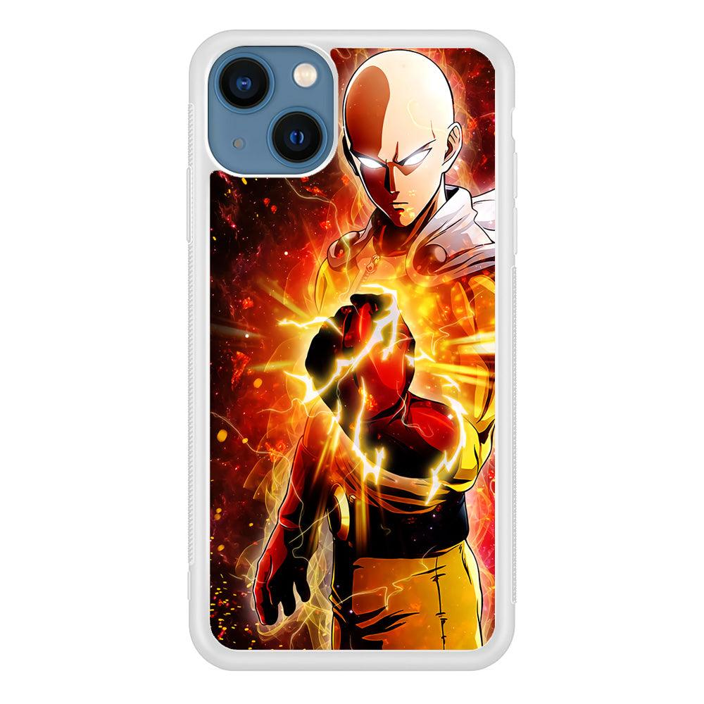 OPM Saitama Rampage iPhone 13 Mini Case-Rubber / White (2D Case)-Xtracase