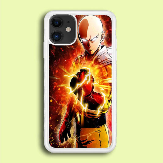 OPM Saitama Rampage iPhone 12 Case-Rubber / White (2D Case)-Xtracase