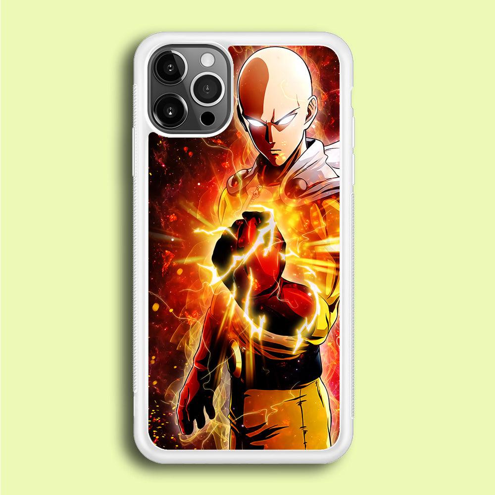 OPM Saitama Rampage iPhone 12 Pro Max Case-Rubber / White (2D Case)-Xtracase